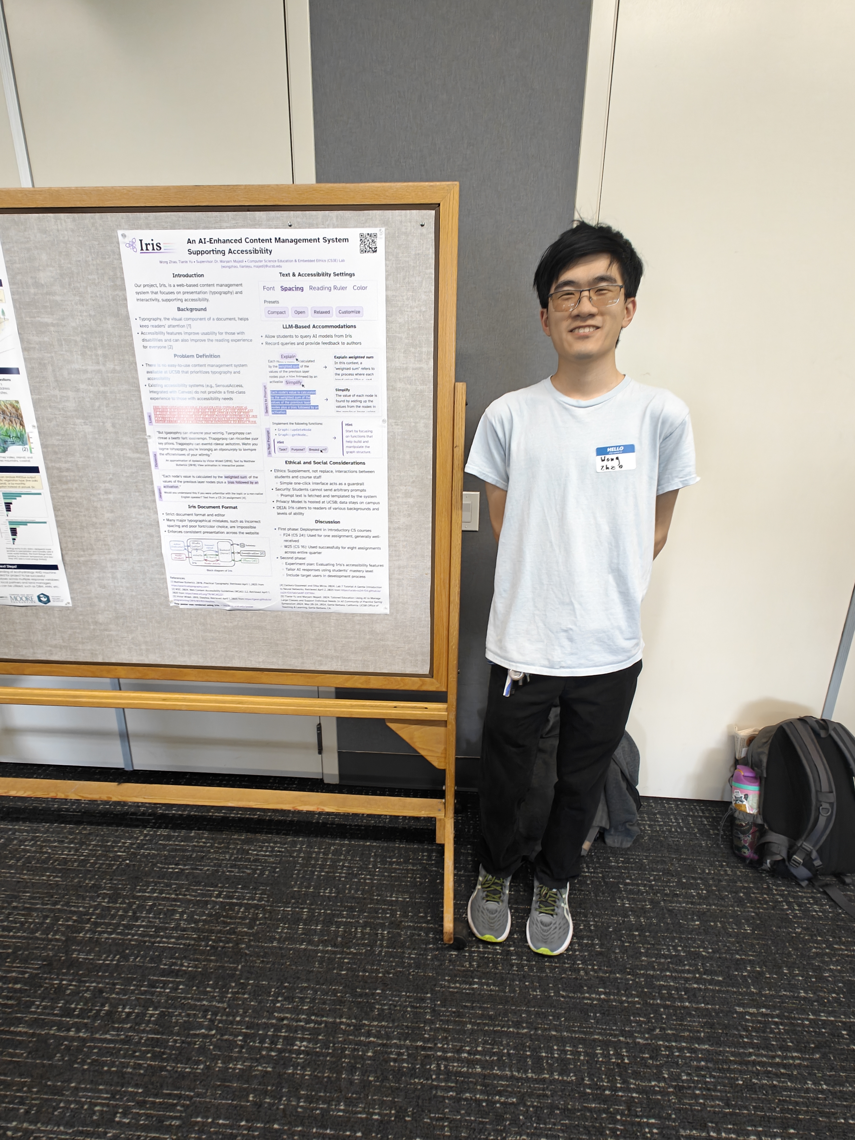 Wong Zhao Receives Fifth Place for Poster Presentation at the UCSB AI CoP Symposium